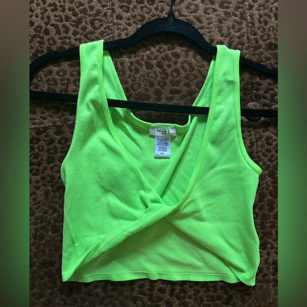 love J Vibrant Lime Wrap Tank Top